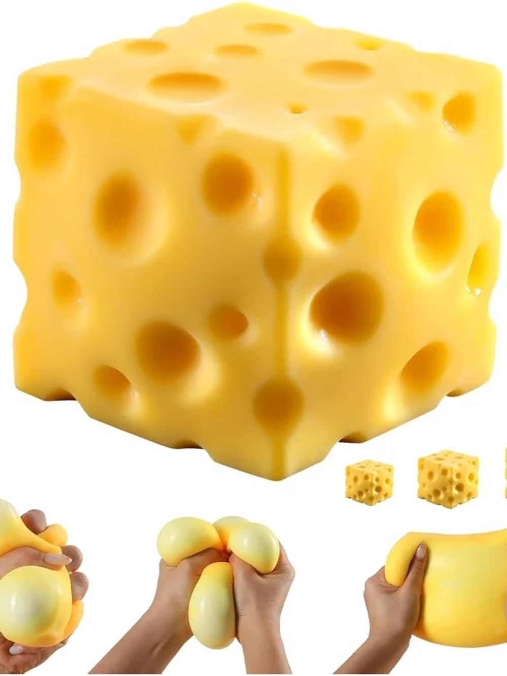 Cheese Block Squeeze Squishy Toy - Yellow